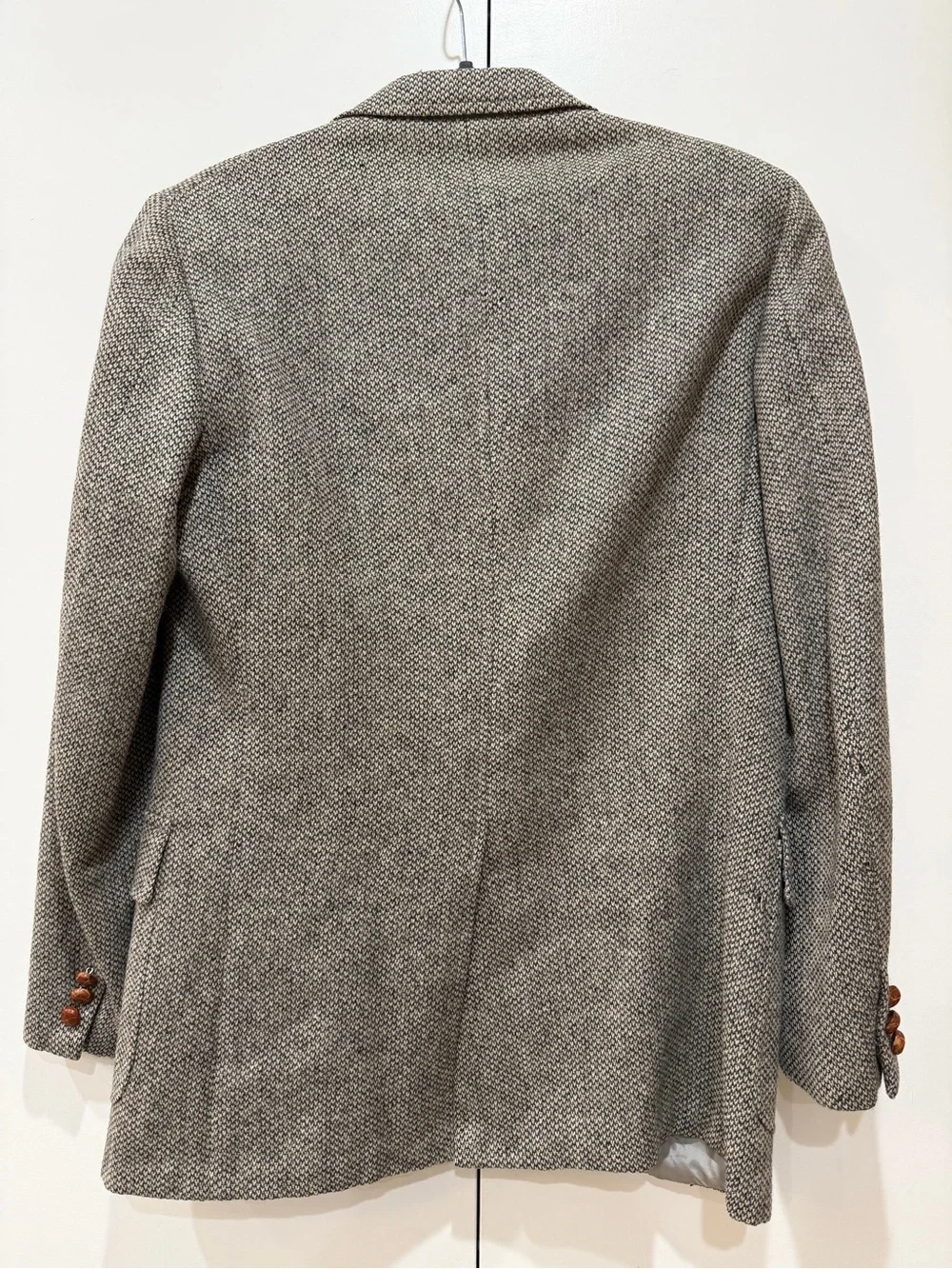 Vintage Lands' End Charter Collection Gray Herringbone Tweed Wool Sport Coat 40R